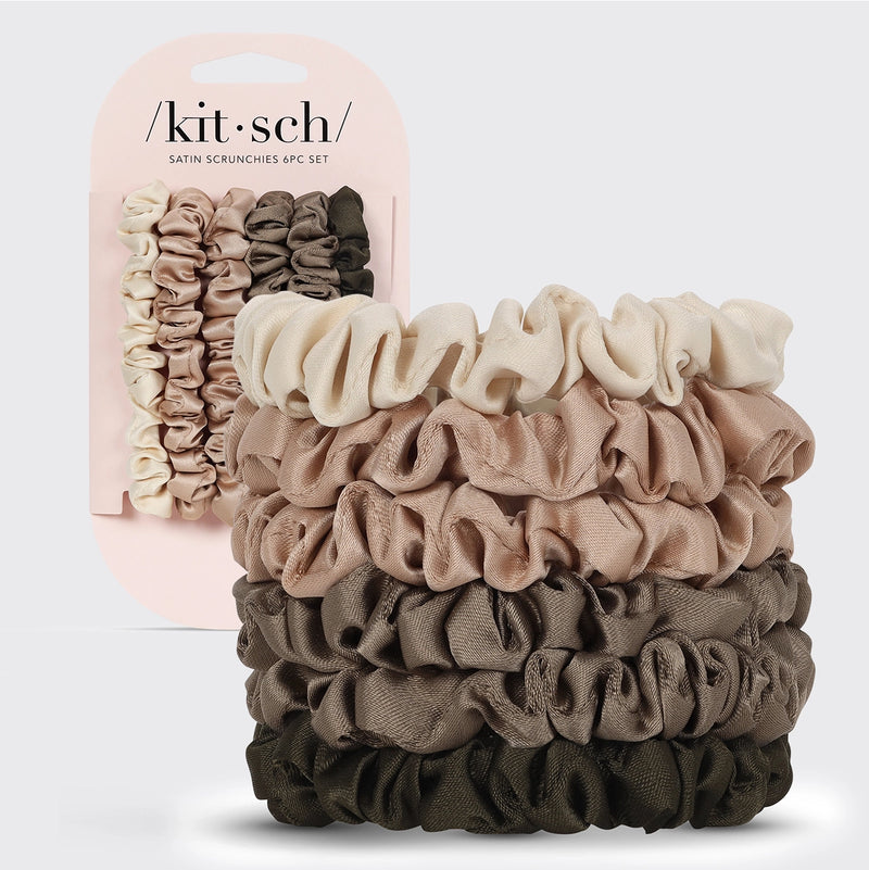Satin Scrunchies 6 stuks - Eucalyptus