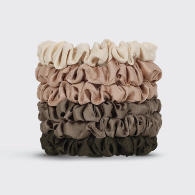 Satin Scrunchies 6 stuks - Eucalyptus