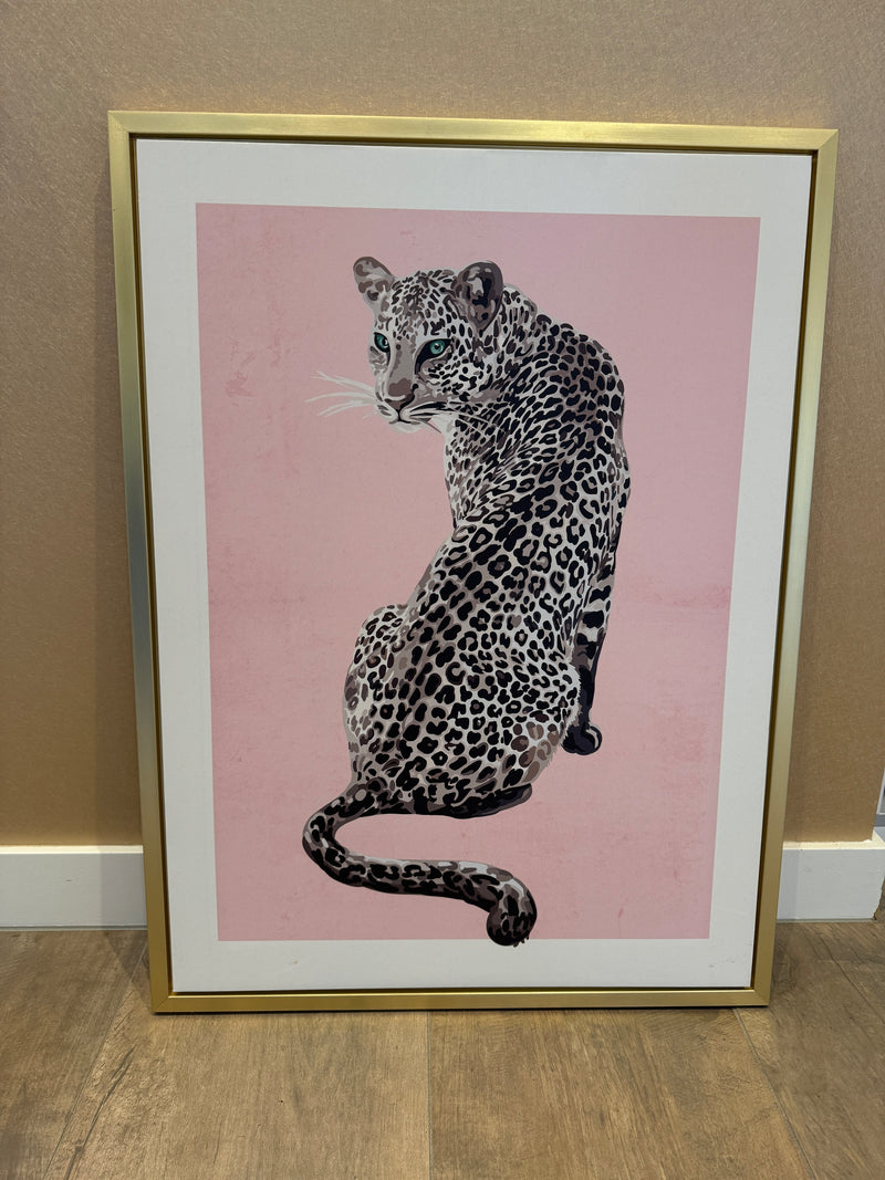 Schilderij roze goud panter